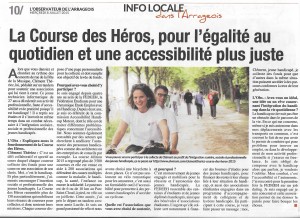 Article de Presse sur ma participation a la course des héros