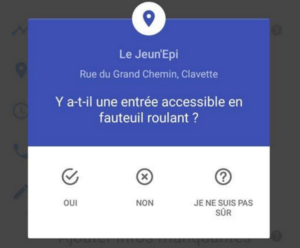 Lieu accessible en fauteuil roulant